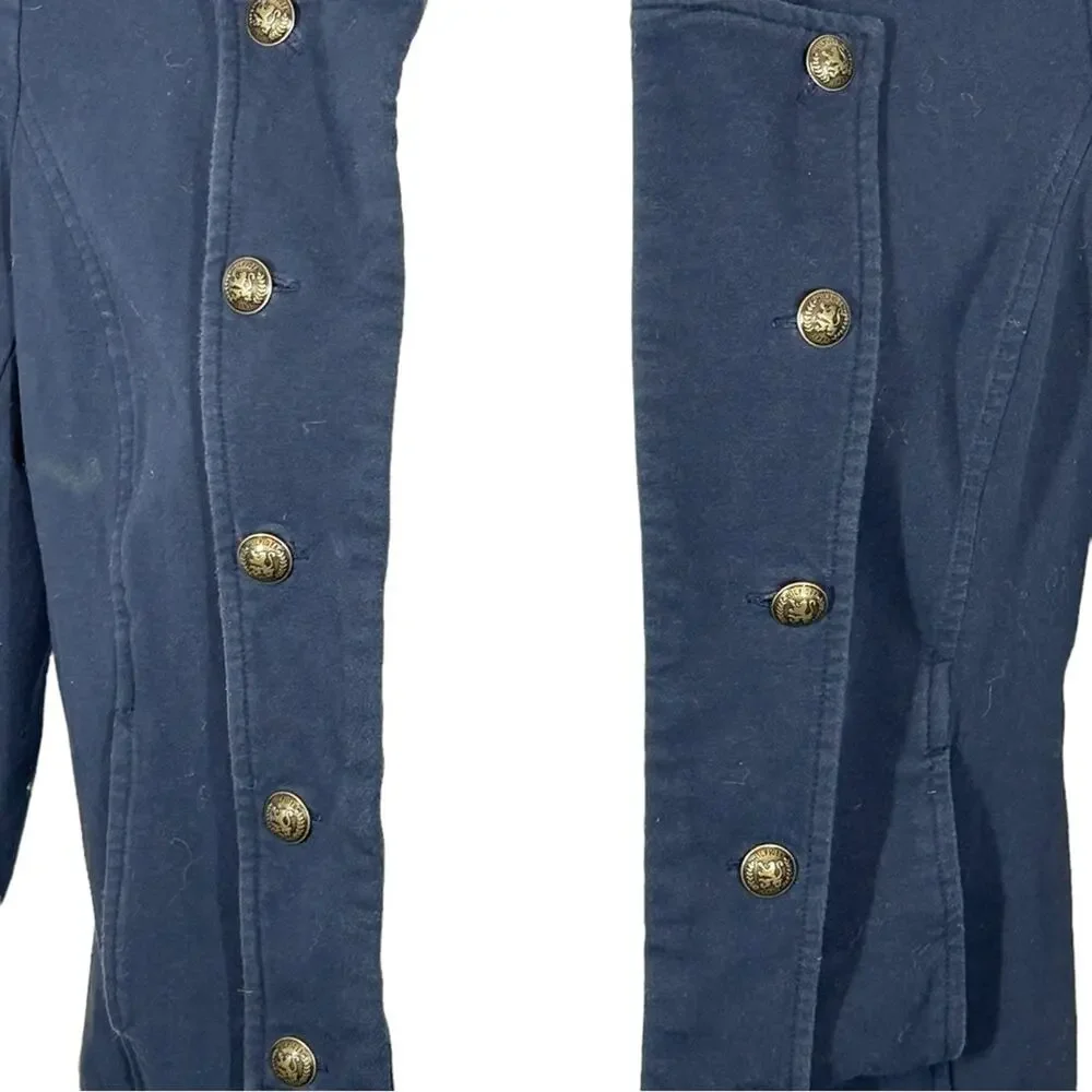 Tommy Hilfiger Military Jacket Navy Gold Button Cropped Blazer Size M